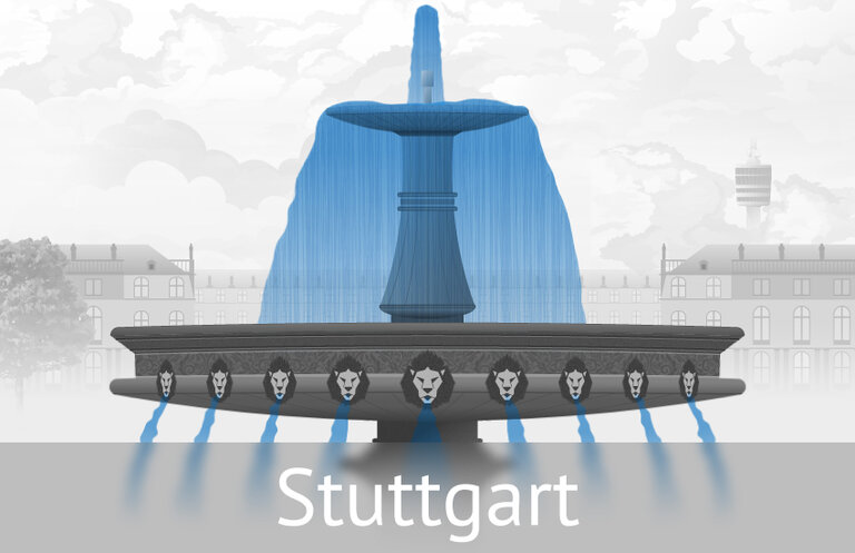 The Schlossplatz Fountain in Stuttgart, Germany