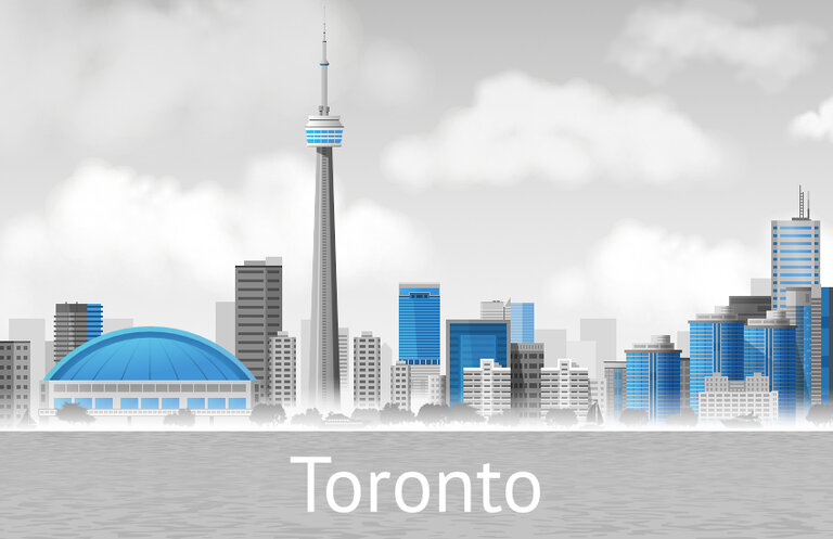 The CN Tower and the Rogers Centre in Totonto, Canada