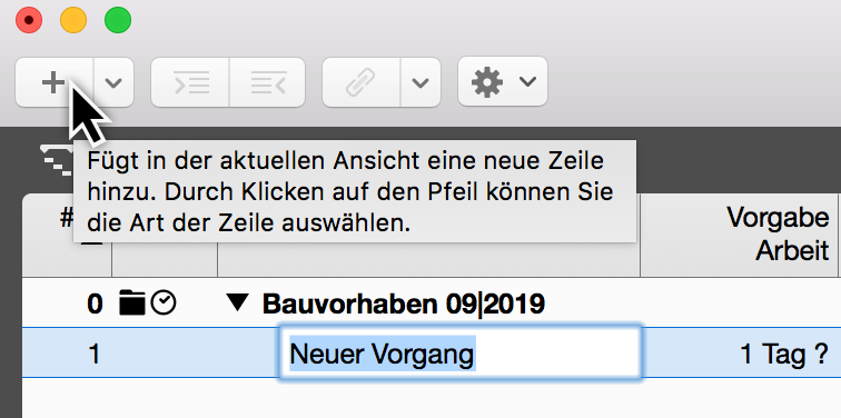 Neuen Vorgang anlegen