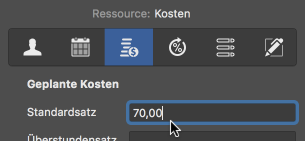Arbeitskosten eintragen