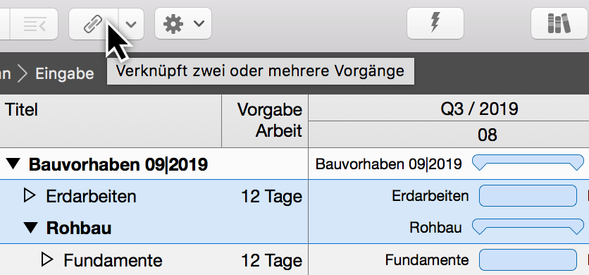 Vorgänge verknüpfen Vorgänge verknüpfen