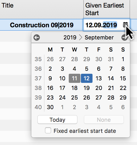 Enter expected start date Enter expected start date