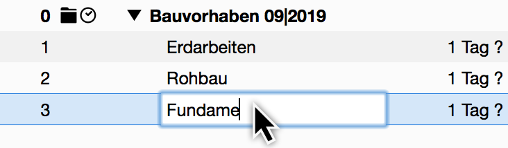 Neuen Vorgang benennen Neuen Vorgang benennen