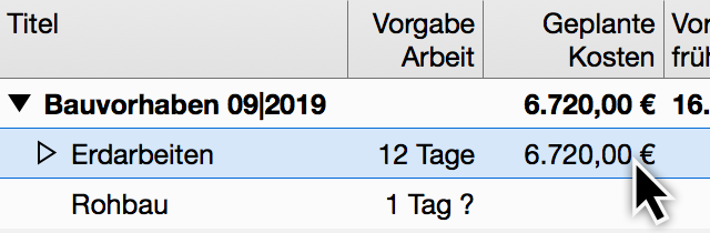 vorgesehene Kosten prüfen vorgesehene Kosten prüfen