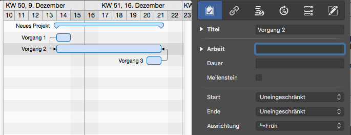 Hängenmattenvorgang in Merlin Project