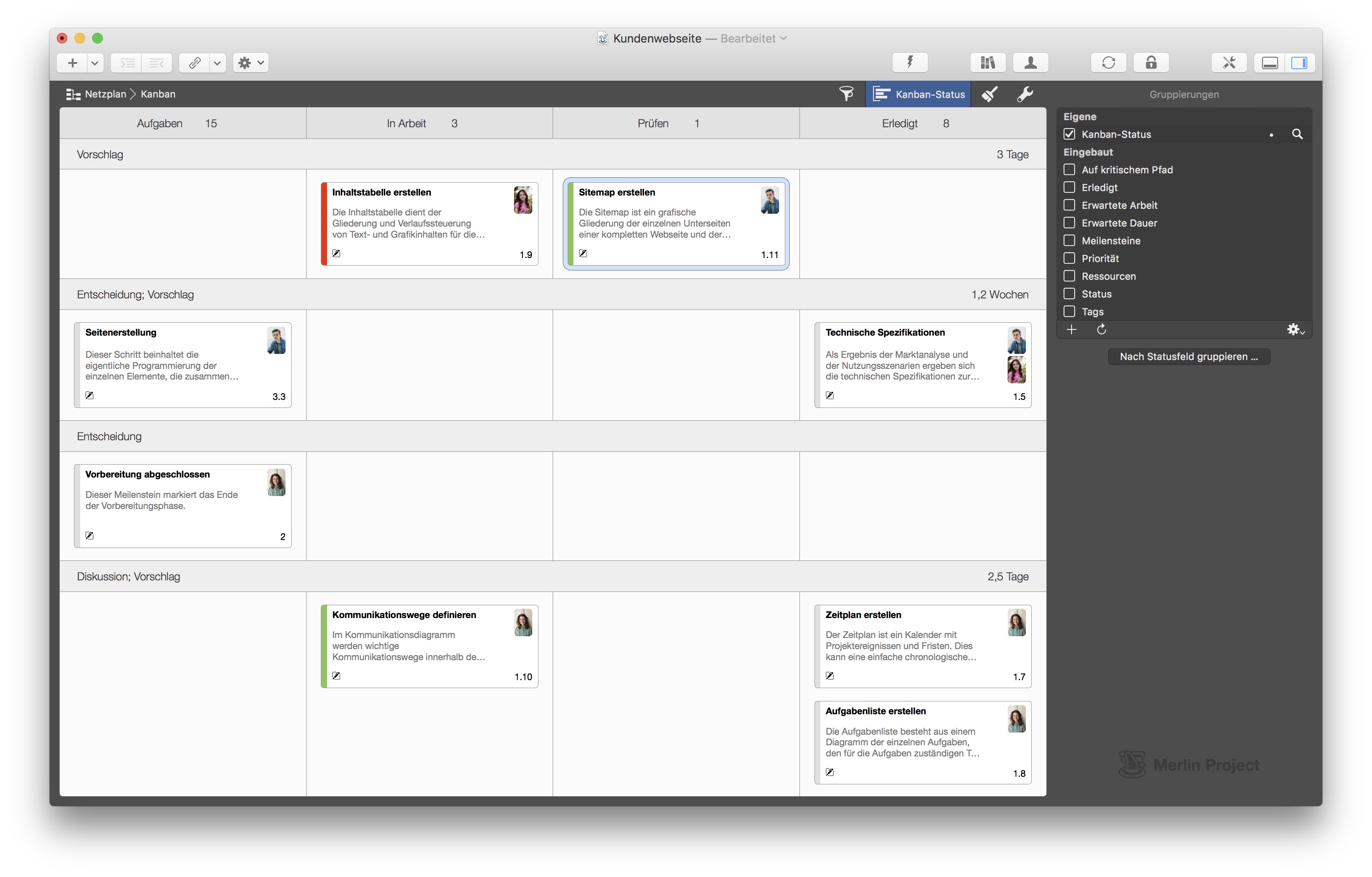 Merlin Project Swimlanes Merlin Project Swimlanes