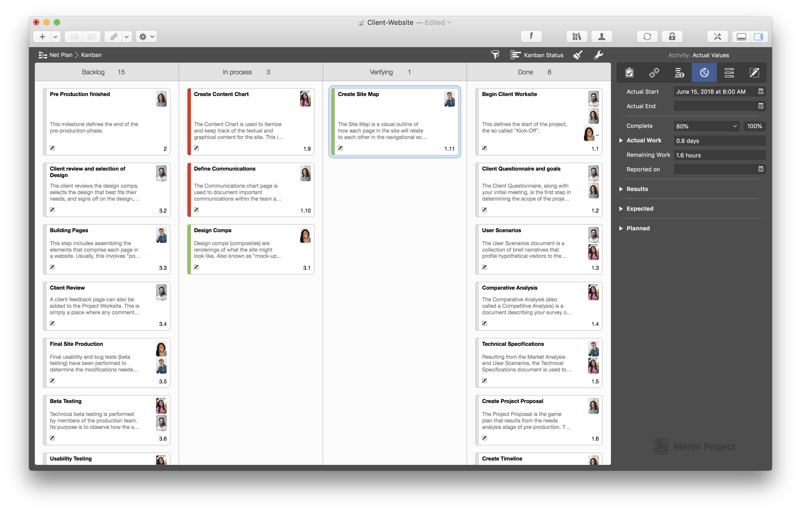 Tableau Kanban de Merlin Project