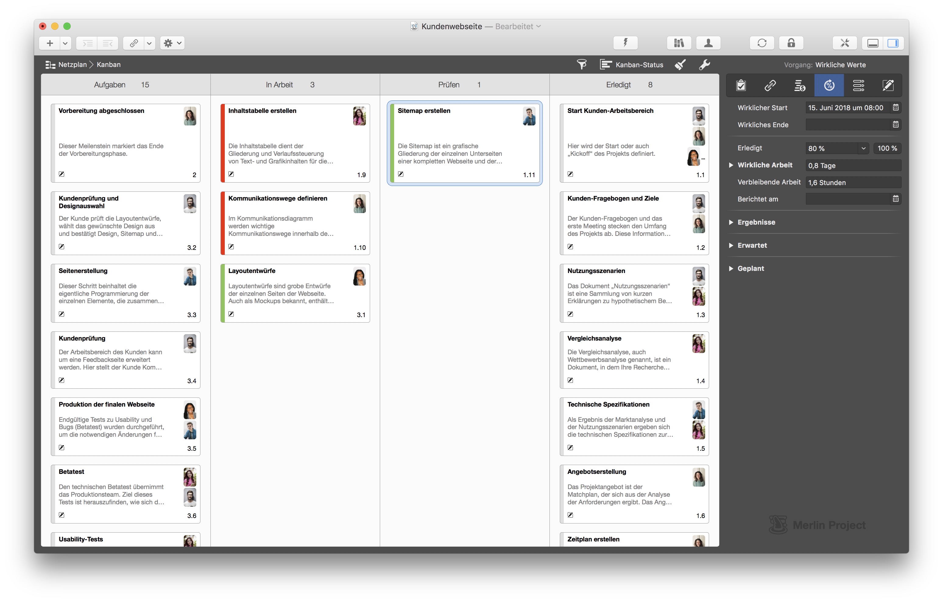 Merlin Project Kanban Tafel