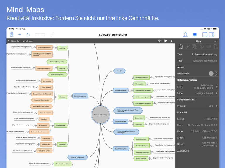 Mindmaps in Merlin Project auf dem iPad