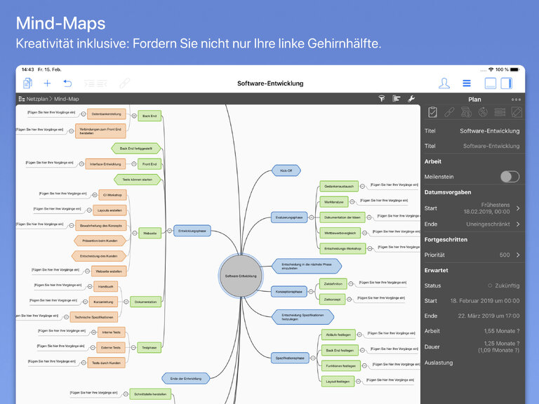 Mindmaps in Merlin Project auf dem iPad Mindmaps in Merlin Project auf dem iPad