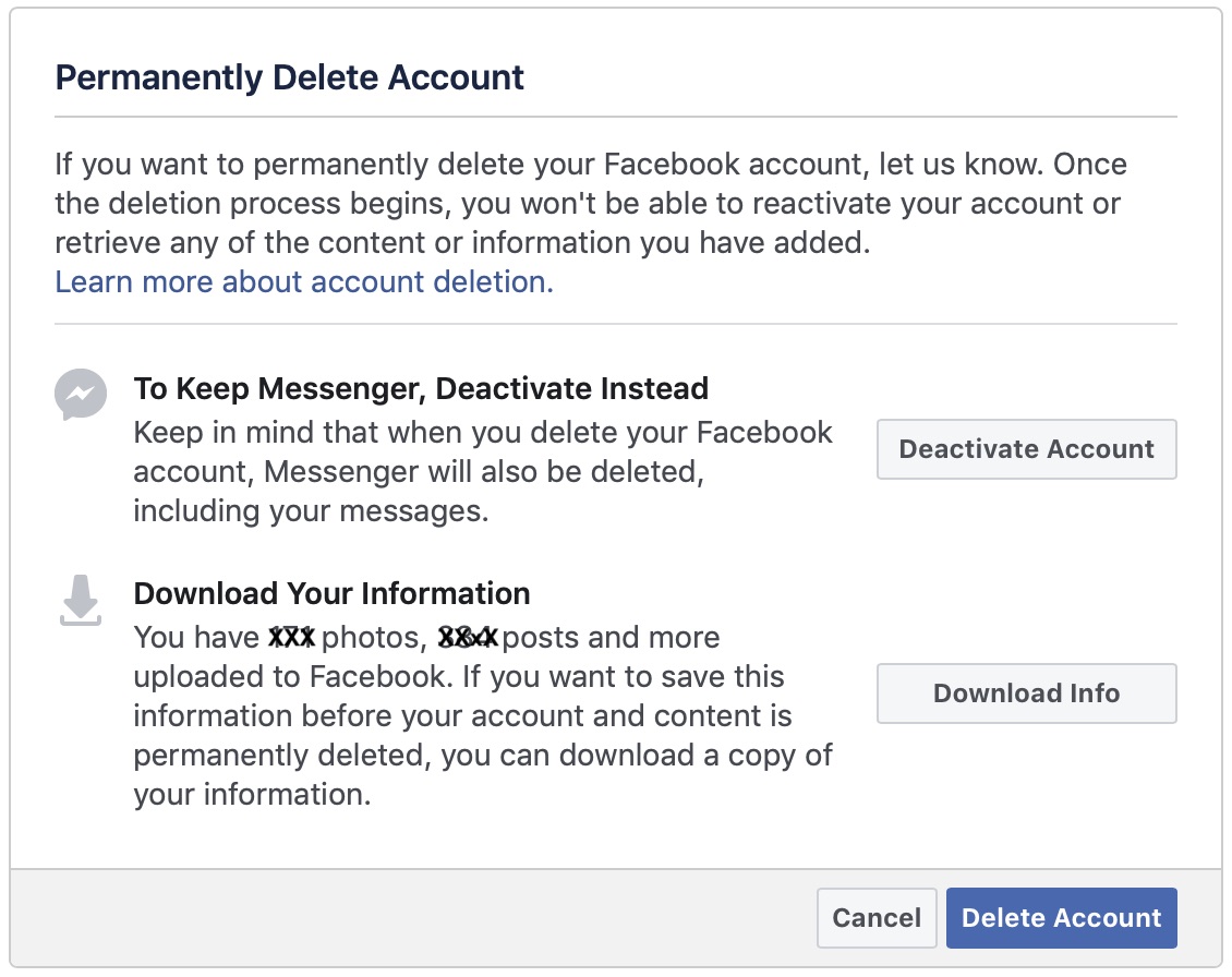 Eliminar cuenta de Facebook de forma permanente