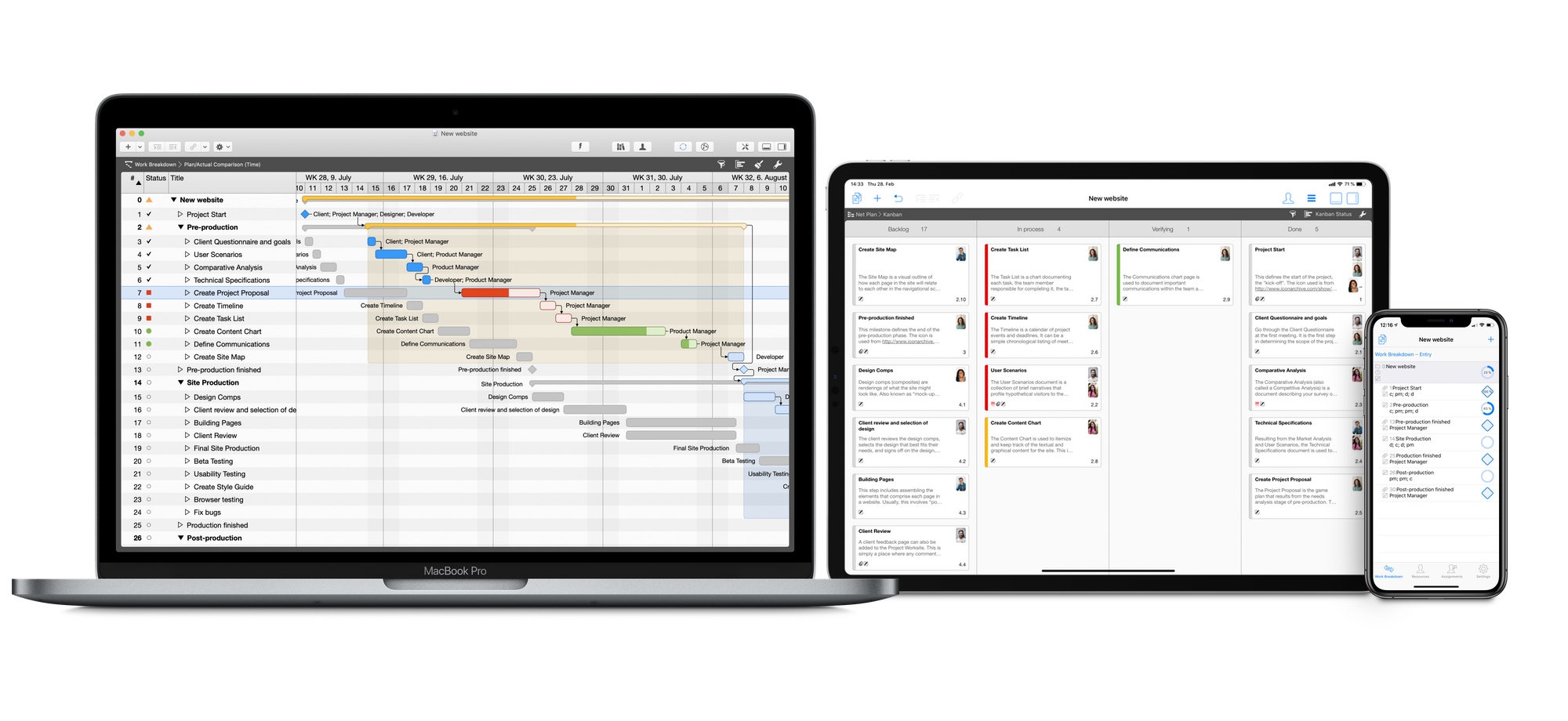 Merlin Project professional project management software on Mac and iPad