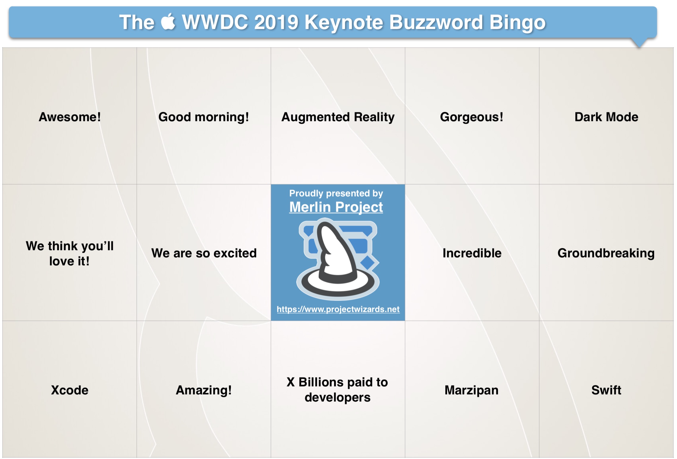 Le Buzzword-Bingo de la WWDC pour la Keynote 2019