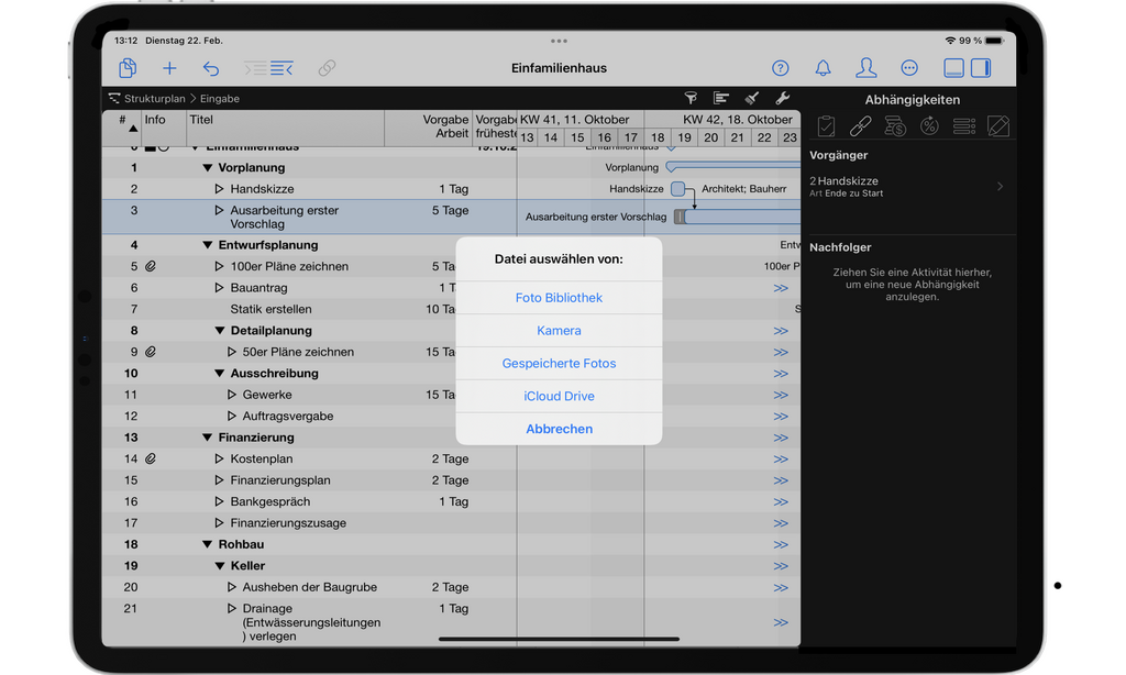 6. Dokumentation von Mängel mit Hilfe von Fotos als Anhänge an Vorgängen