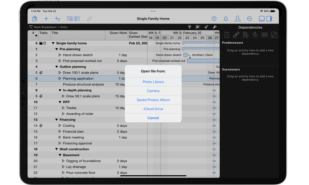 6. Documentation of defects by means of photos as attachments to operations