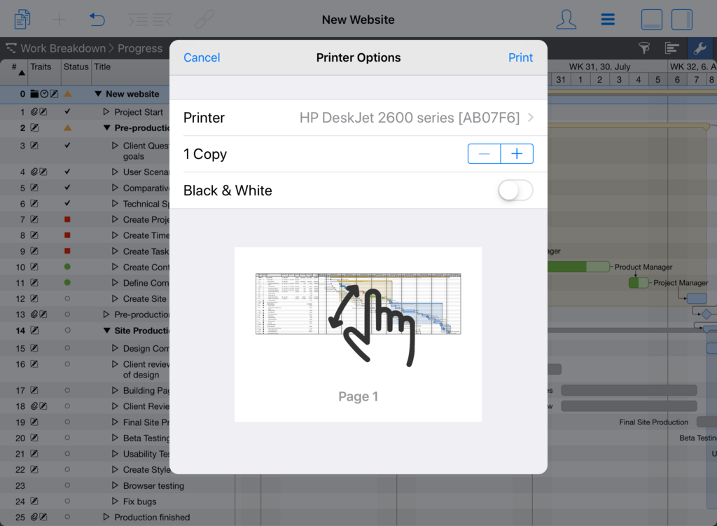 1. Pinch and open the print in PDF 1. Pinch and open the print in PDF