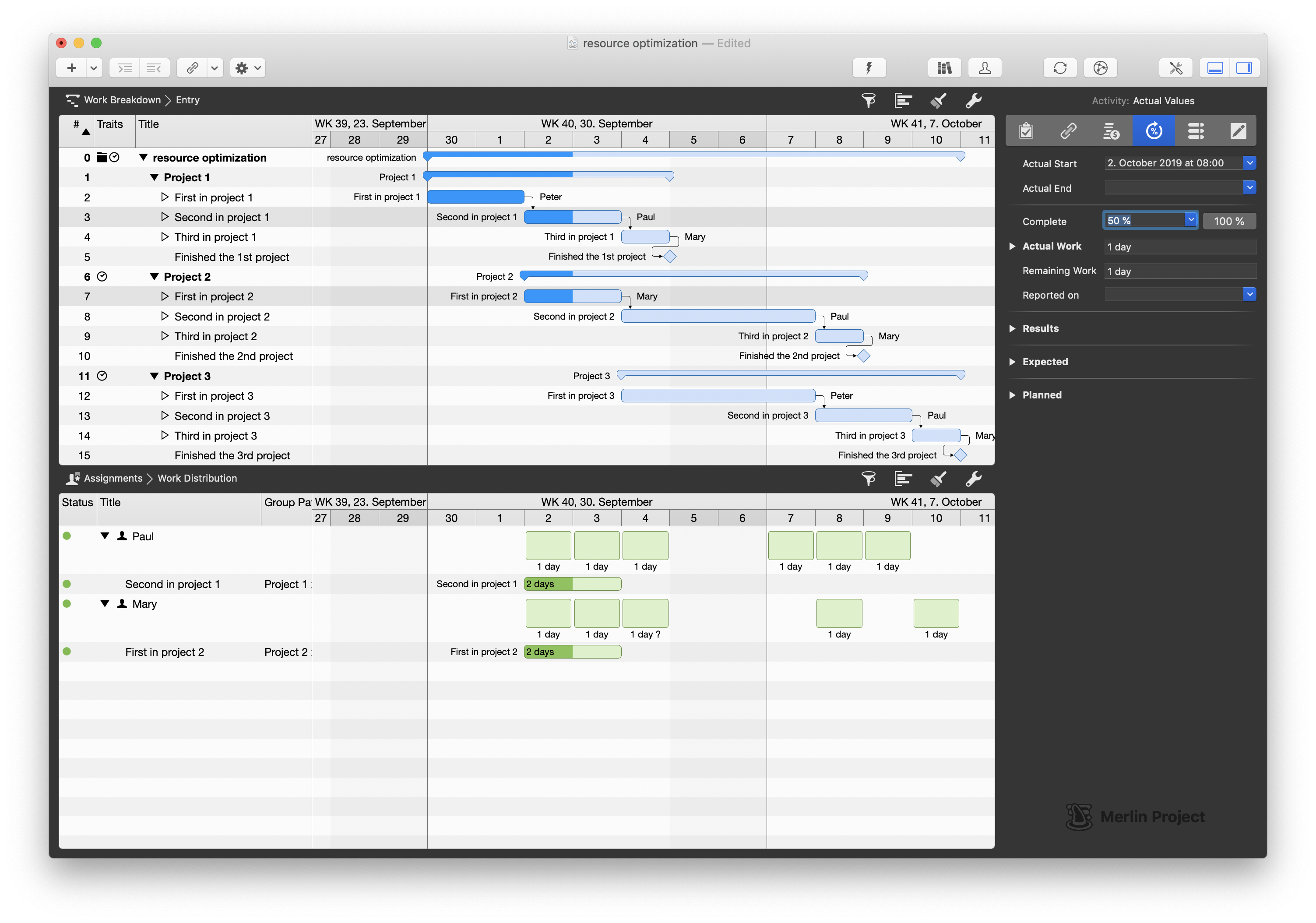 Merlin Project automatically focuses in detail window - based on selection in main window Merlin Project automatically focuses in detail window - based on selection in main window