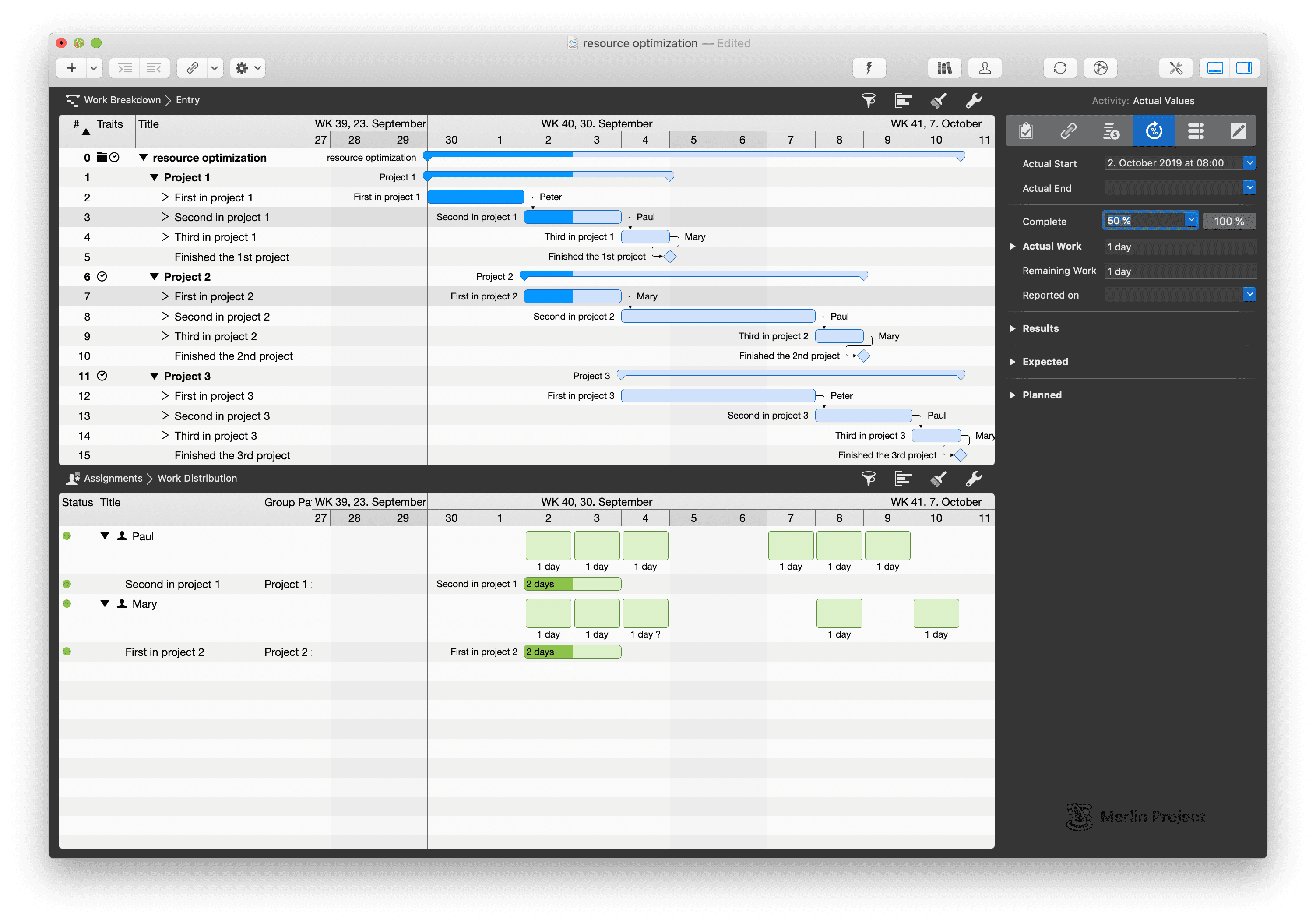 Merlin Project automatically focuses in detail window - based on selection in main window