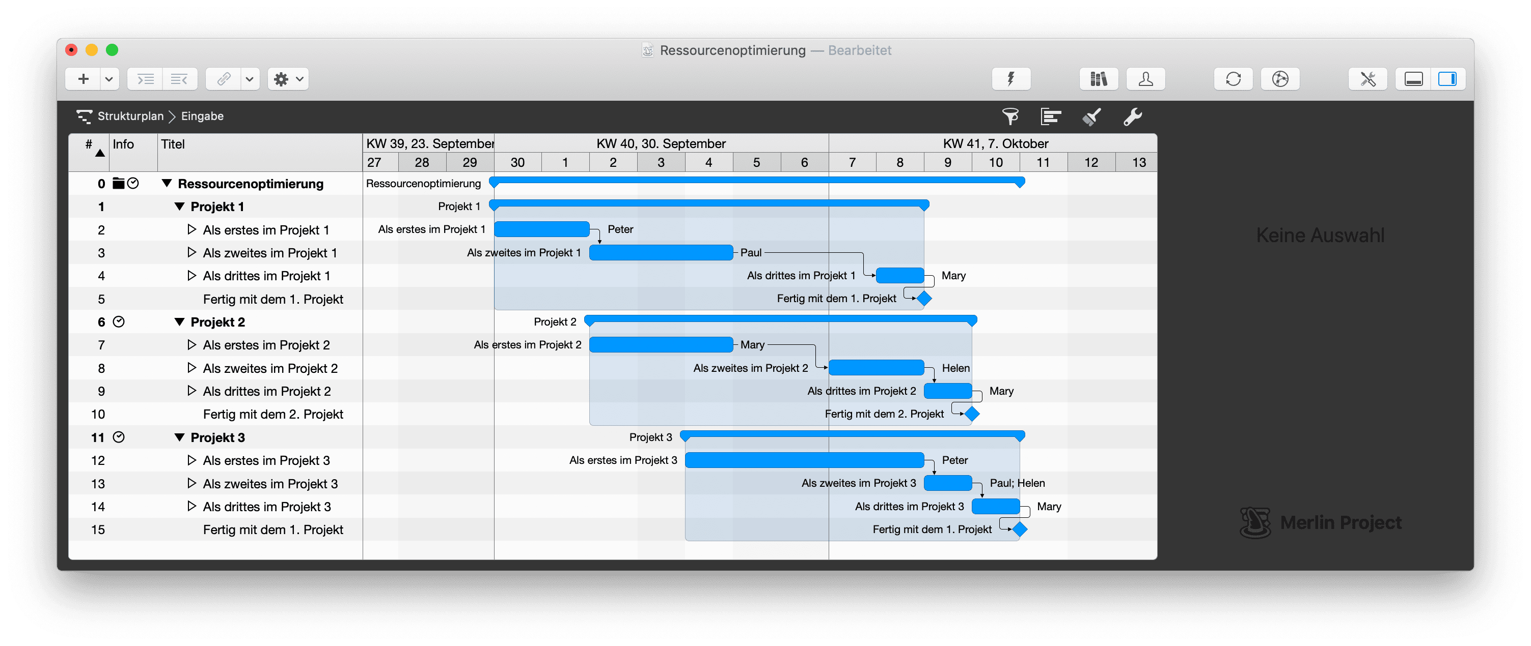 Das erfolgreich abgeschlossene Projekt mit hervorgehobenen Gruppen Das erfolgreich abgeschlossene Projekt mit hervorgehobenen Gruppen