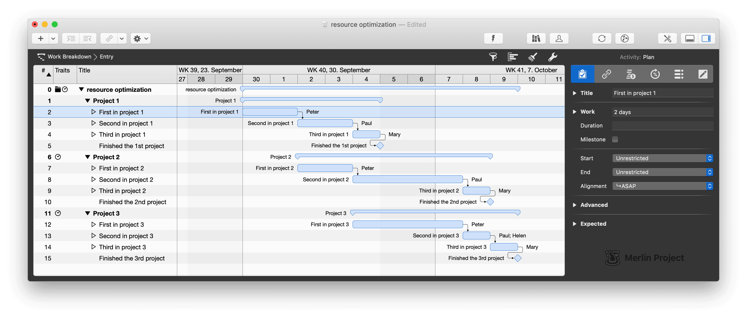 A multi-project with overlapping resources A multi-project with overlapping resources