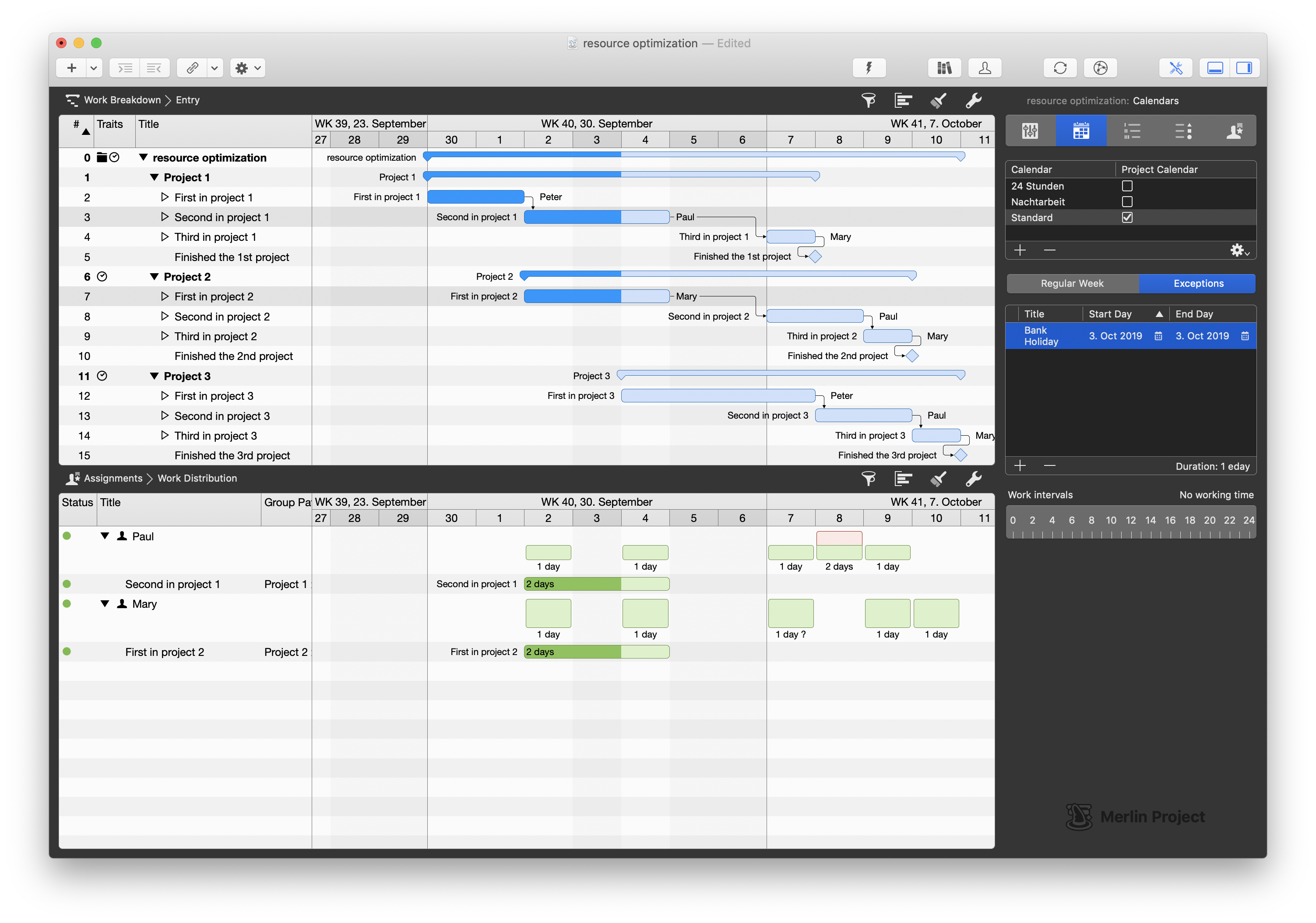 A bank holiday in the project is quickly inserted into Merlin Project A bank holiday in the project is quickly inserted into Merlin Project