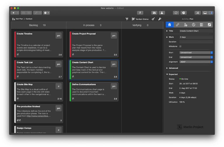 The Merlin Project 6 Kanban board in dark mode The Merlin Project 6 Kanban board in dark mode