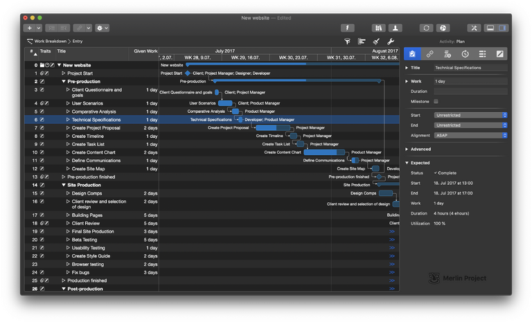 Der neue Darkmode in Merlin Project 6 auf dem Mac