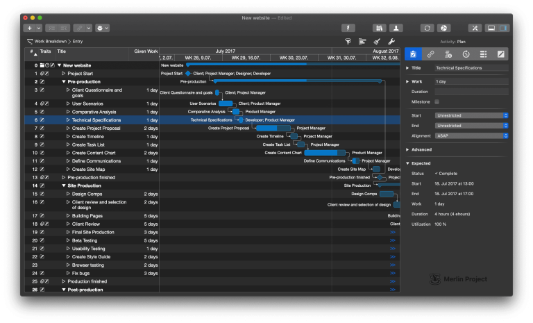 Le nouveau mode sombre dans Merlin Project 6 sur Mac
