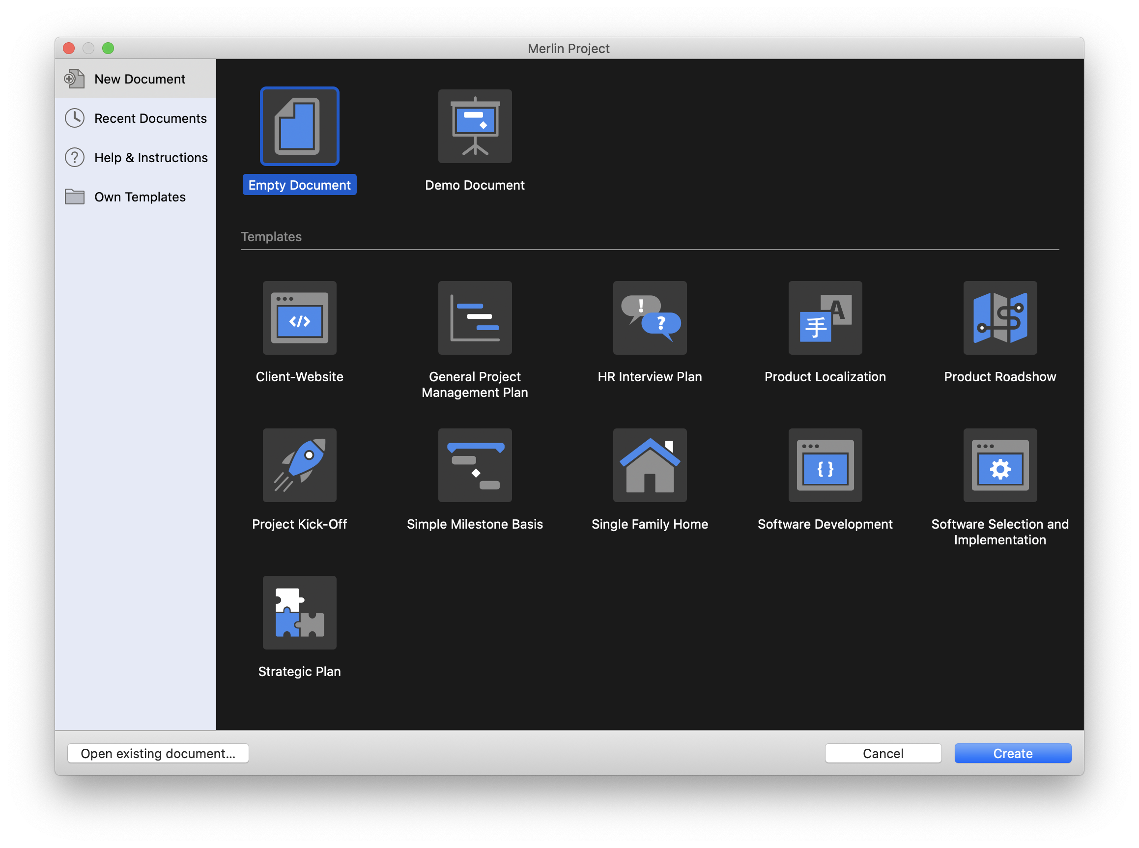 Project Templates in Merlin Project