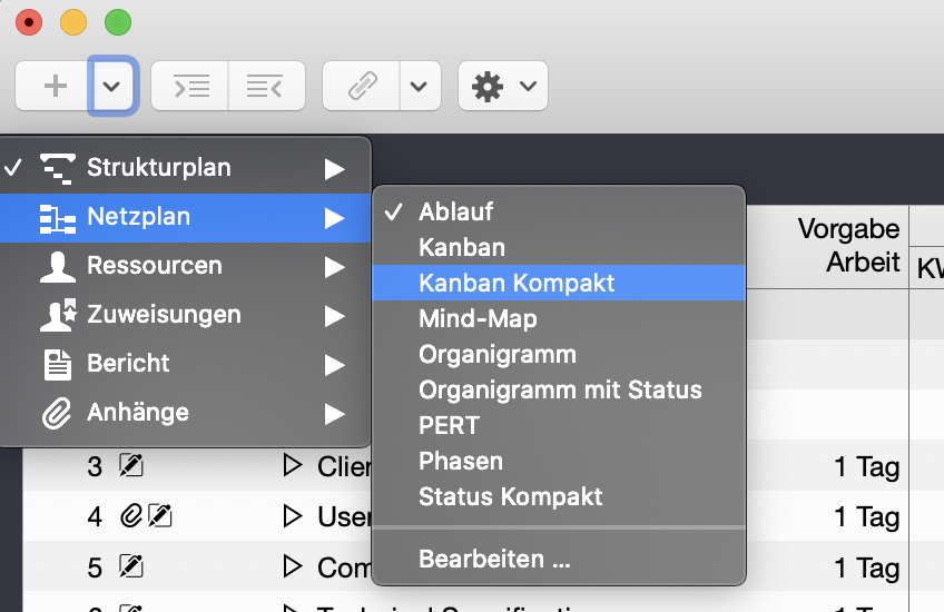 Ansichten in Merlin Project Ansichten in Merlin Project