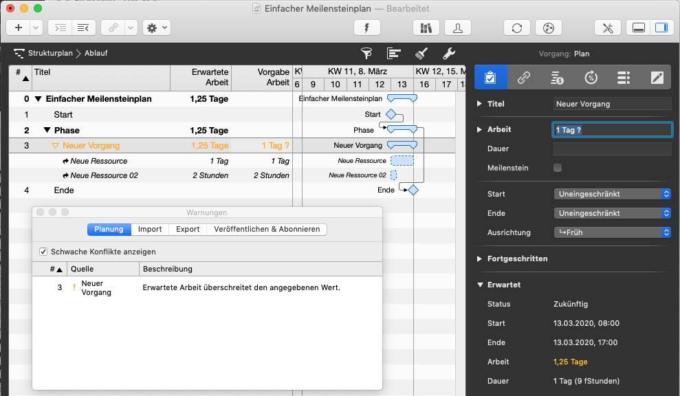 Planungskonflikte verstehen und lösen - Erwartete Arbeit überschreitet den angegebenen Wert Planungskonflikte verstehen und lösen - Erwartete Arbeit überschreitet den angegebenen Wert