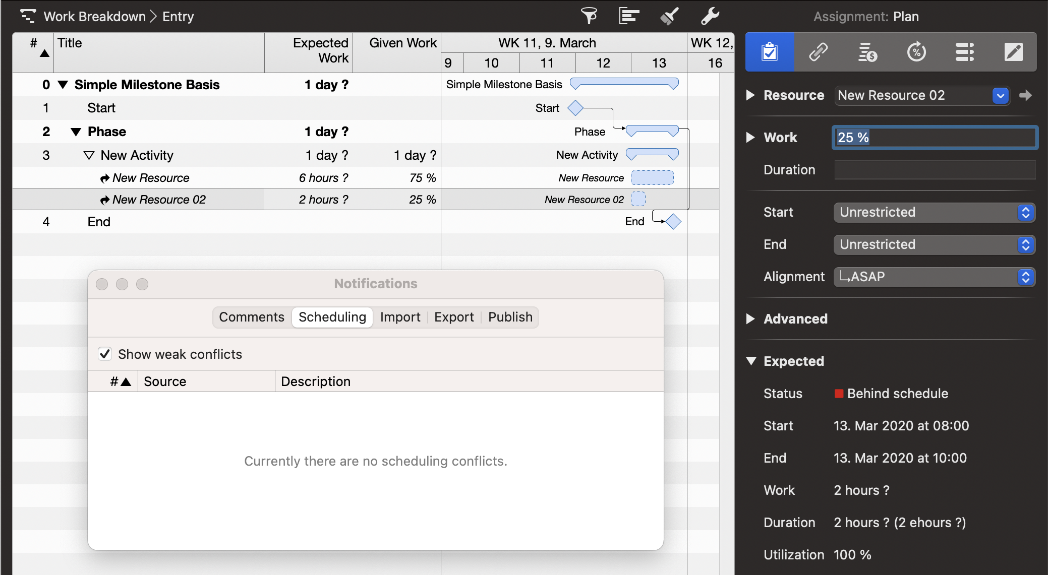 Understanding and Resolving Scheduling Conflict - Expected Work Exceeds Given Value