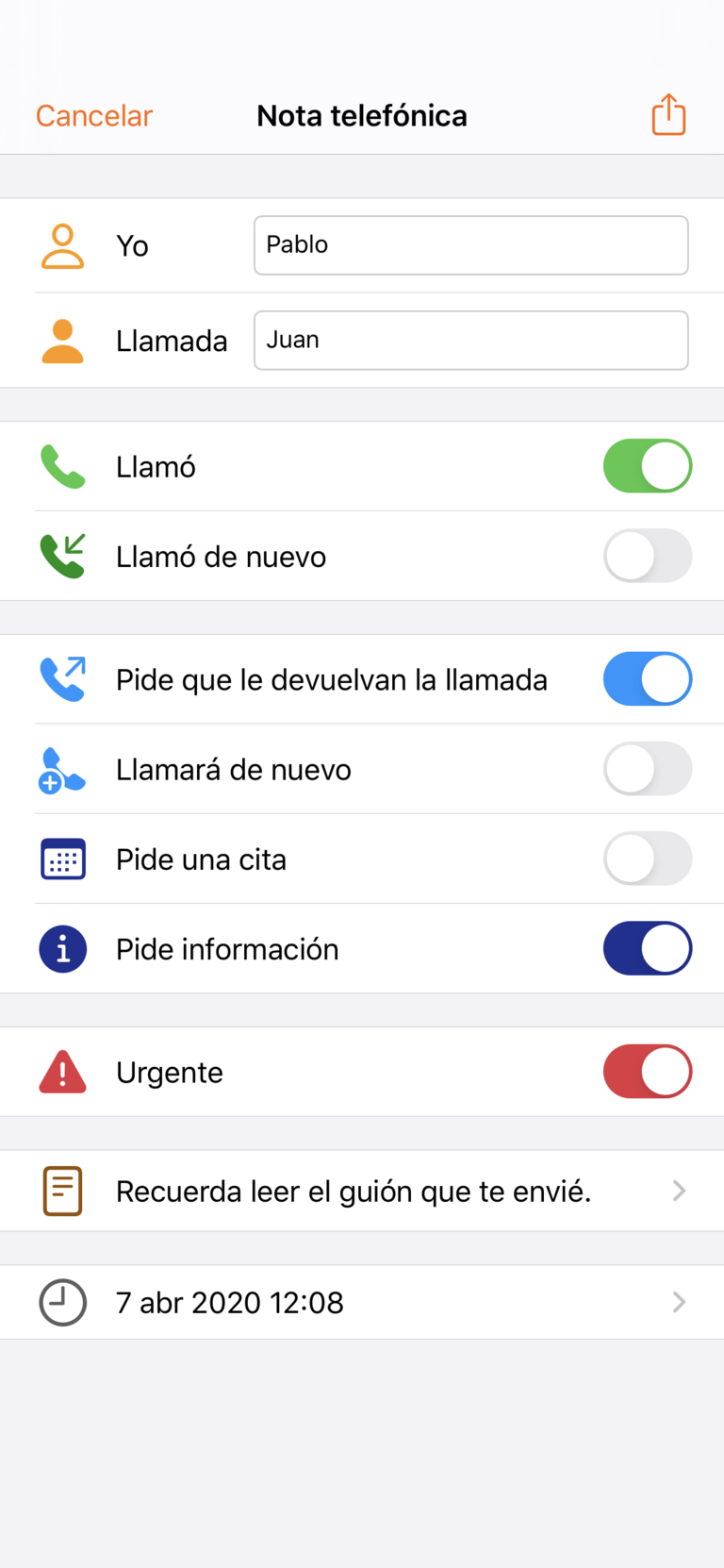 Nota Telefónica en el iPhone Nota Telefónica en el iPhone