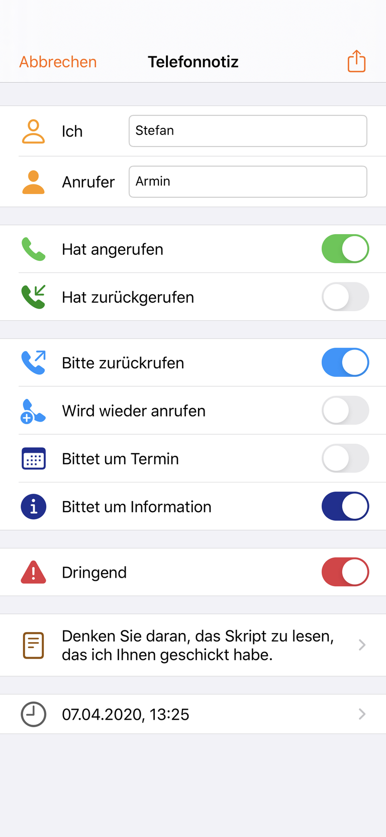 Telefonnotiz auf dem iPhone Telefonnotiz auf dem iPhone