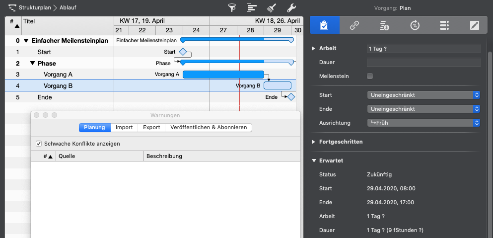 Planungskonflikte verstehen und lösen - Die Abhängigkeitsfolge ist verletzt