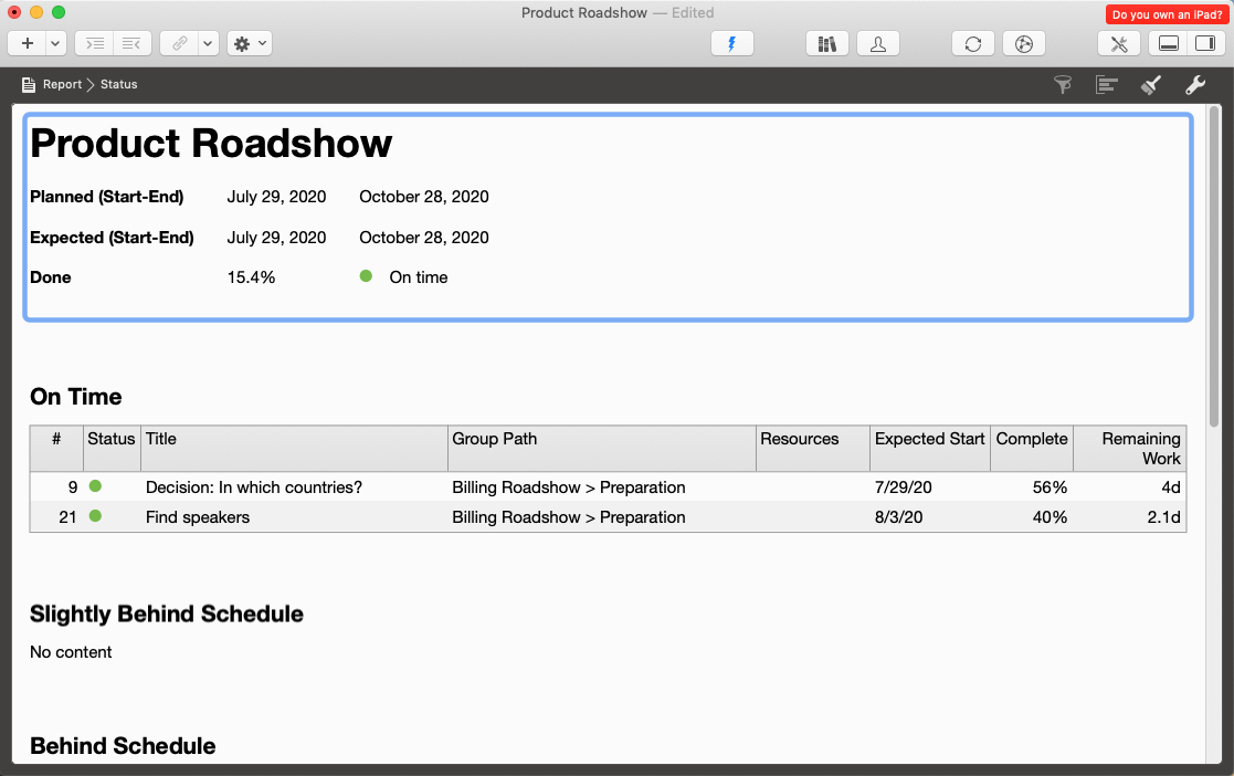 Merlin Project - report view without objective Merlin Project - report view without objective
