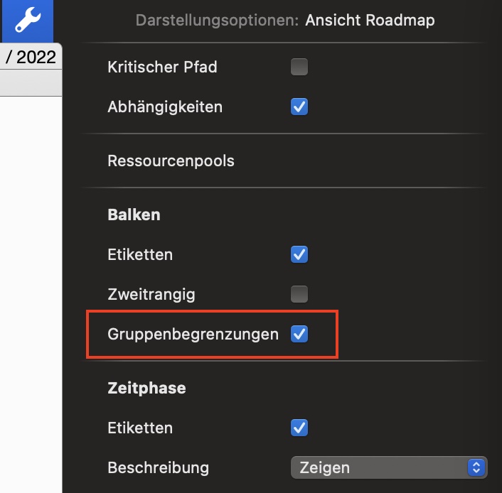 Gruppenbegrenzungen anzeigen