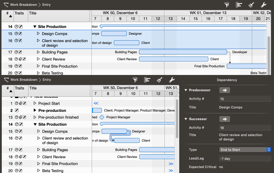 Merlin Project - End To Start with lead or lag