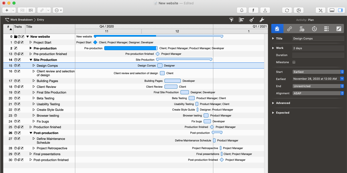 Merlin Project - activities are fixed with date constrains