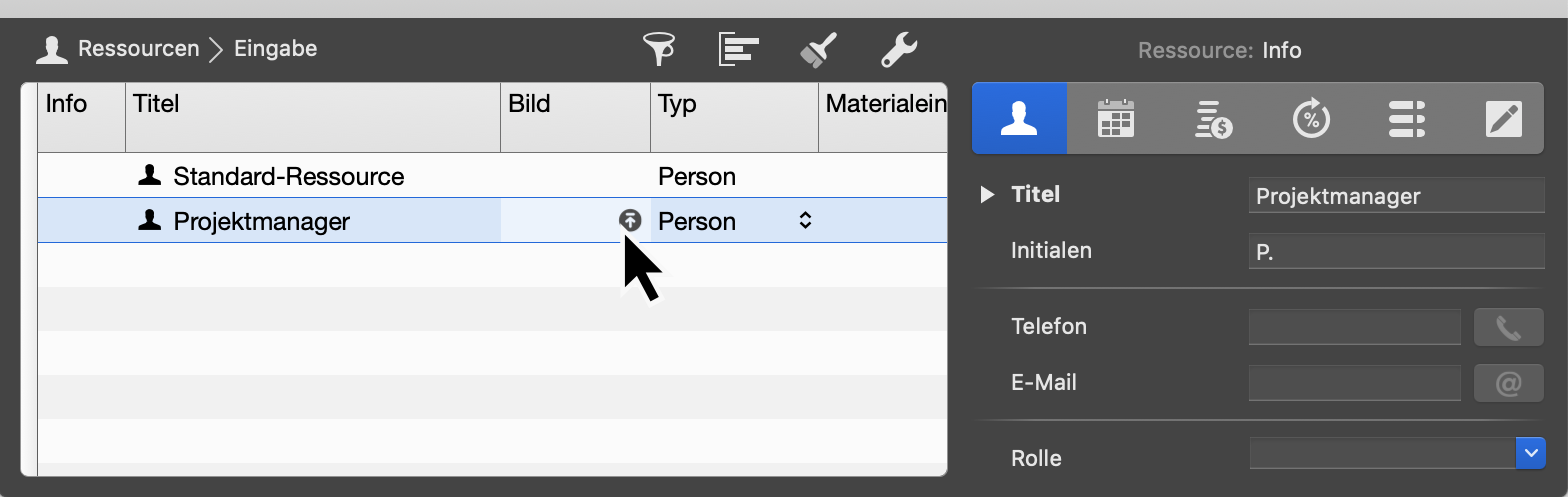 Ressourcen-Ansicht - Ressourcen Bild laden