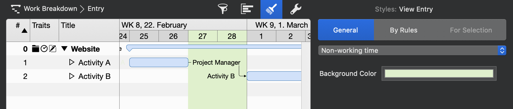 Customized settings for non_working time information driven by a special calendar Customized settings for non_working time information driven by a special calendar