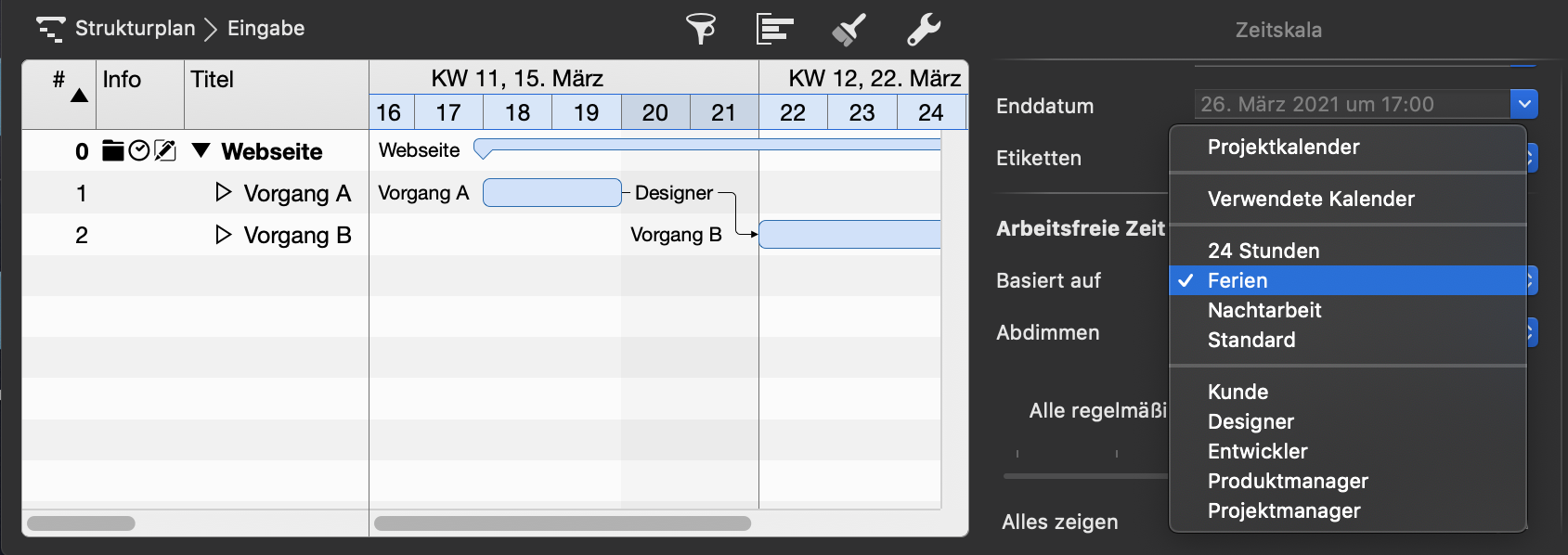 Zeitskala - Basiert auf-Option