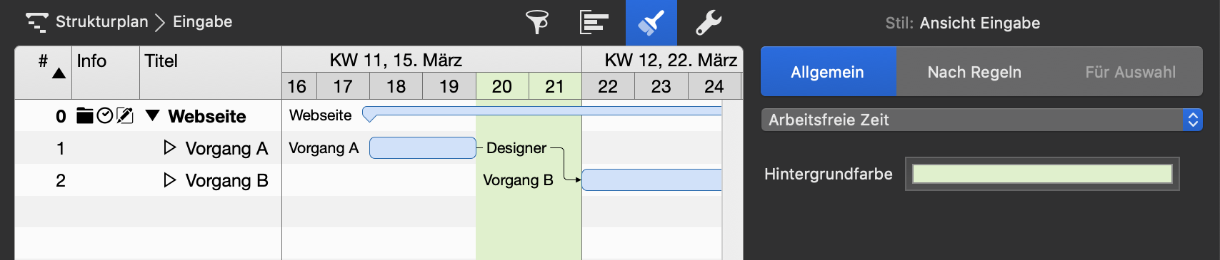 Benutzerdefinierte Einstellungen für Arbeitsfreie Zeiten, die von einem speziellen Kalender gesteuert werden