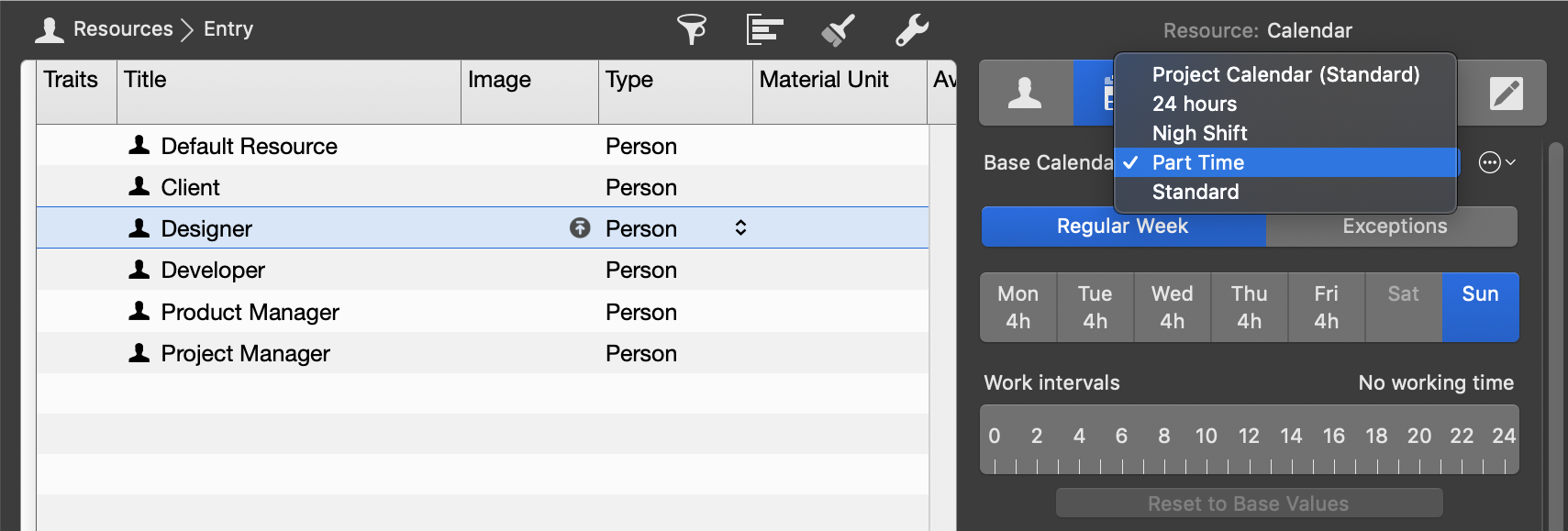Base calendar - Part Time Base calendar - Part Time