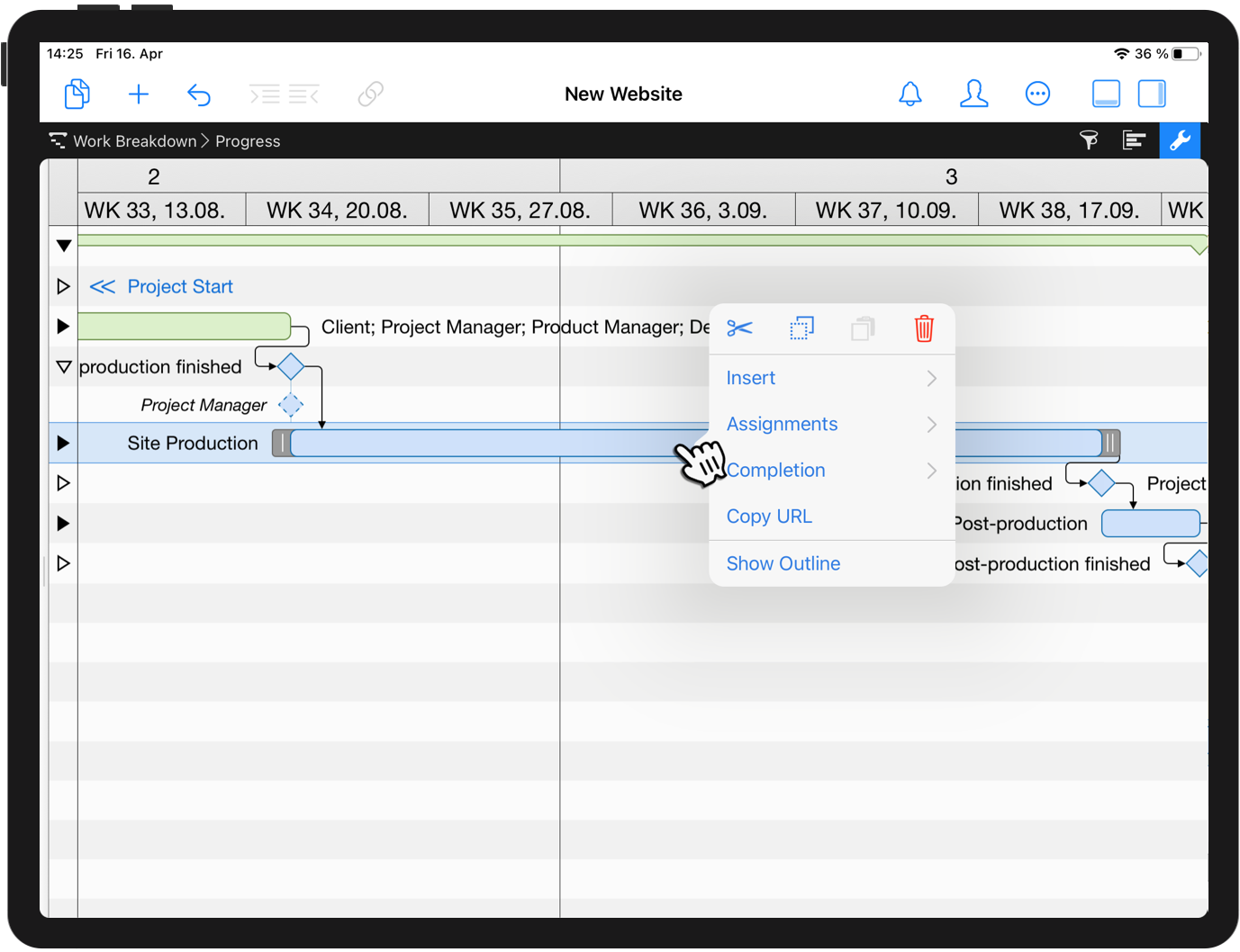 Assign resources on the iPad