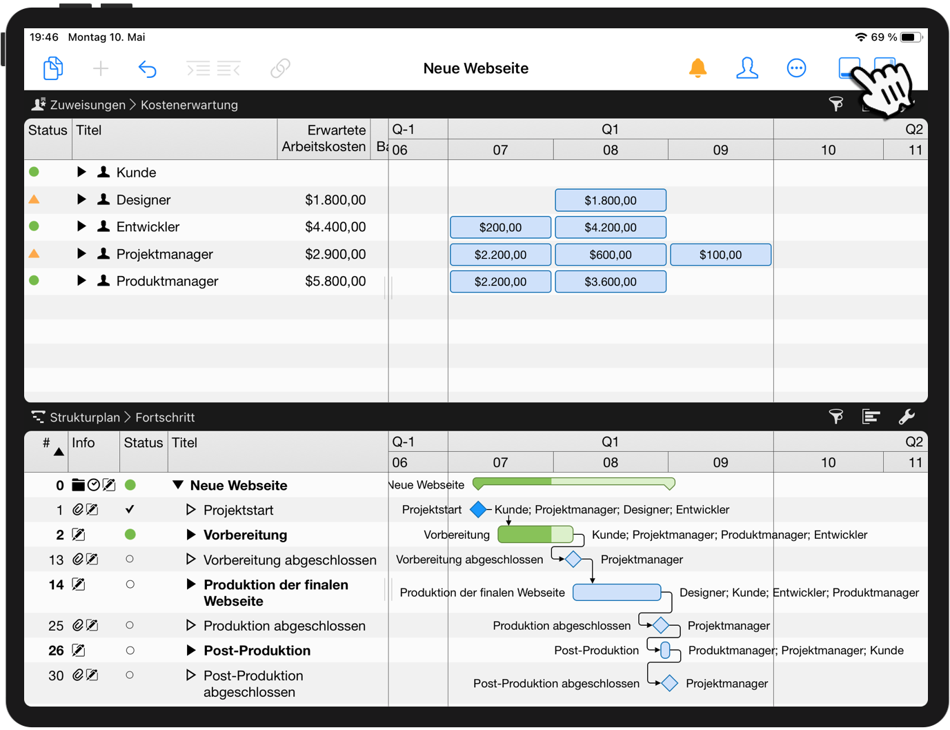 Mehr Details zu Ihrem Projekt auf dem iPad