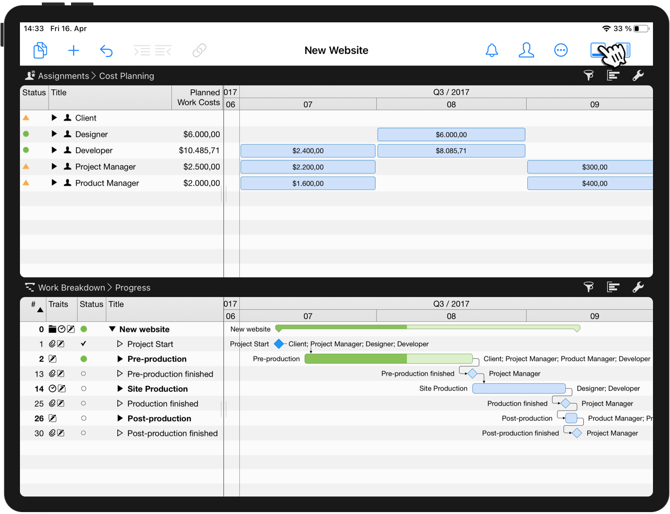 More Detail on your project on the iPad