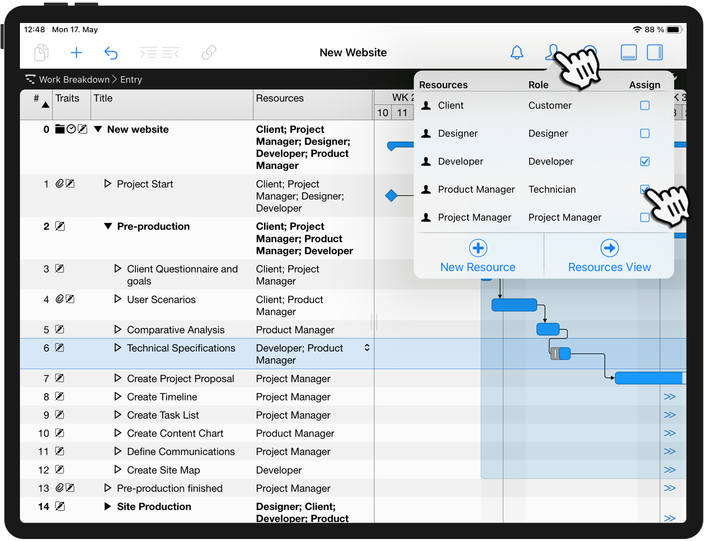 Insert New Resources and Define Assignments on the iPad