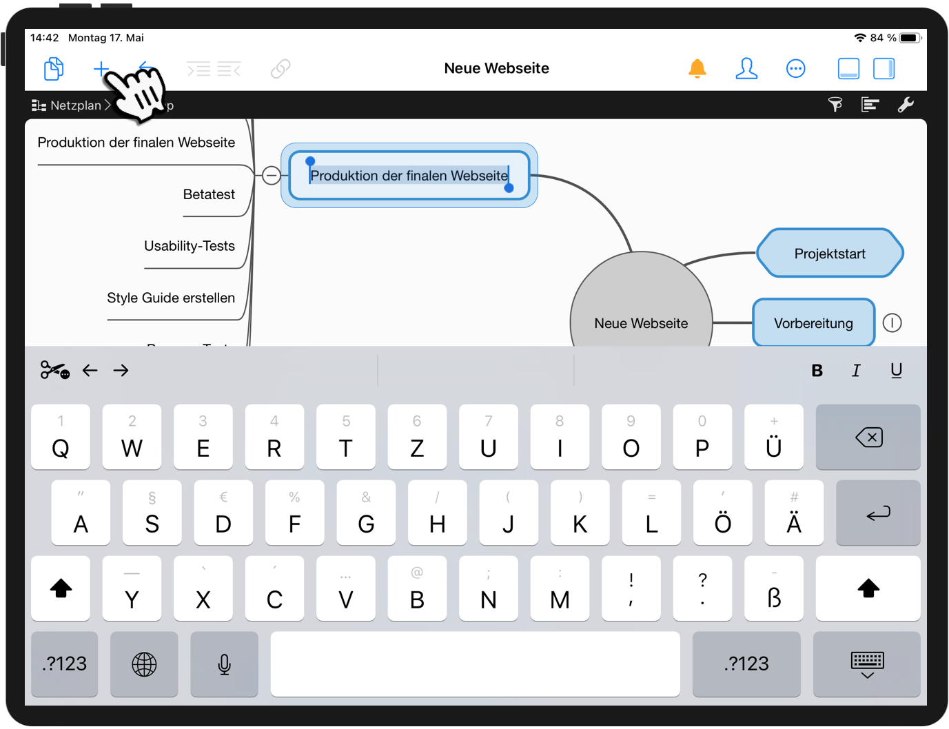 Mind Map auf dem iPad für Brainstorming auf dem iPad Mind Map auf dem iPad für Brainstorming auf dem iPad