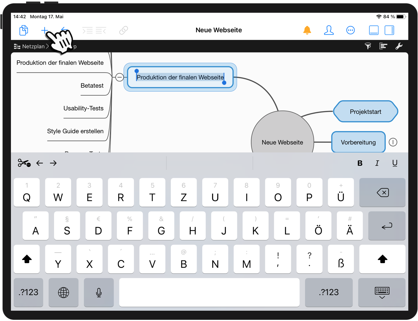 Mind Map auf dem iPad für Brainstorming auf dem iPad
